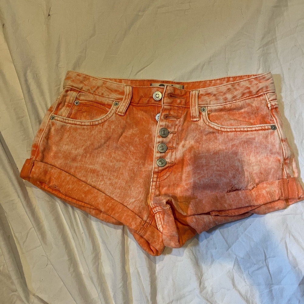 Orange-washed high waisted shortie shorts